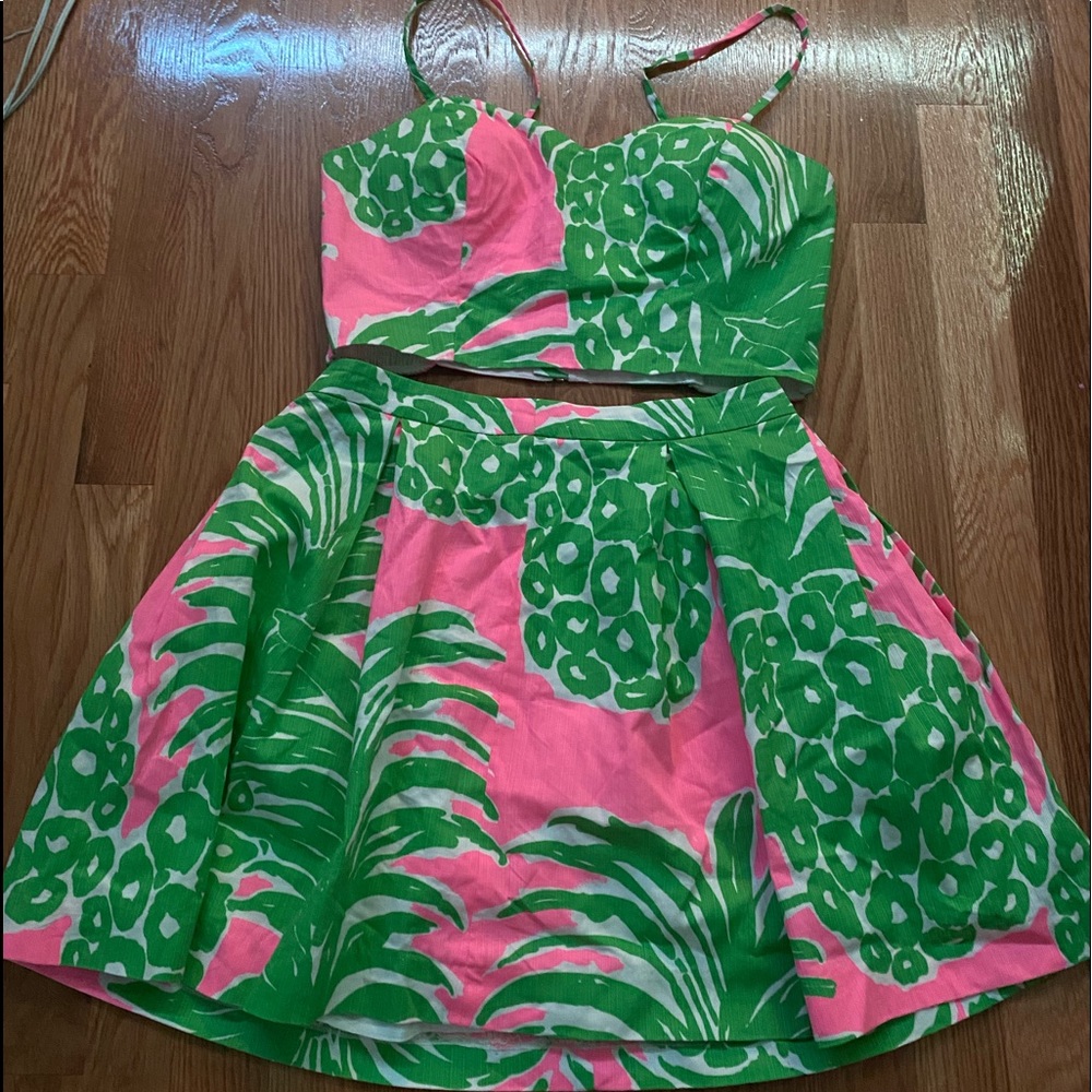 Lilly Pulitzer pink & green pineapple twopiece set